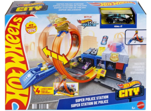 Гараж Hot Wheels City Суперполицейский участок с пусковой установкой JBM71